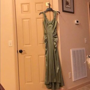 Satin green floor length mermaid gown